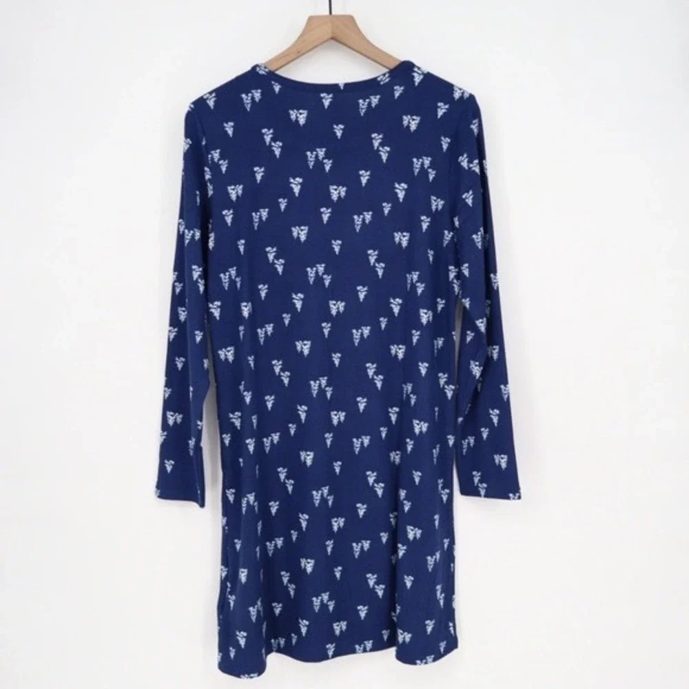 Charter Club Intimates Sleep Shirt Navy Blue Forest‎ Pine Tree Long Sleeve L